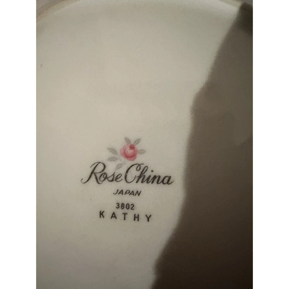 Rose China Japan Kathy Salad Plates 3802 Vintage Pink Rose Gold Gild‎ Scroll VGC